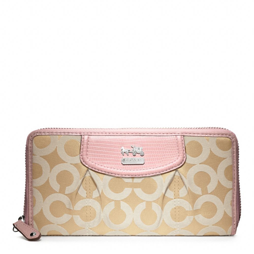 MADISON OP ART SATEEN ACCORDION ZIP WALLET - COACH f46641 - SILVER/LIGHT GOLDGHT KHAKI/TUBEROSE