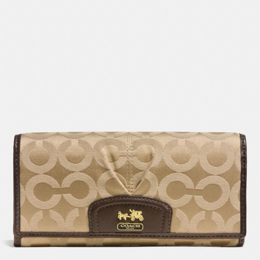 MADISON OP ART SATEEN SLIM ENVELOPE WALLET - COACH f46644 -  BRASS/KHAKI/MAHOGANY