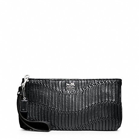 COACH MADISON GATHERED LEATHER ZIP CLUTCH - SILVER/BLACK SILVER - f46914