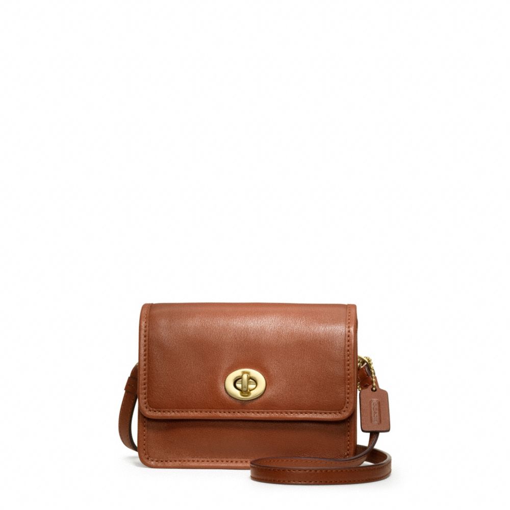 COACH LEATHER MINI MINI CROSSBODY - BRASS/COGNAC - F48005