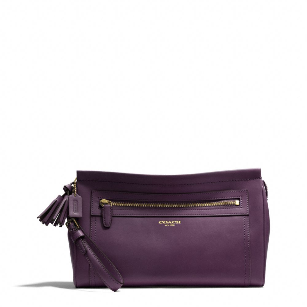 COACH LEATHER LARGE CLUTCH - BRASS/BLACK VIOLET - F48021