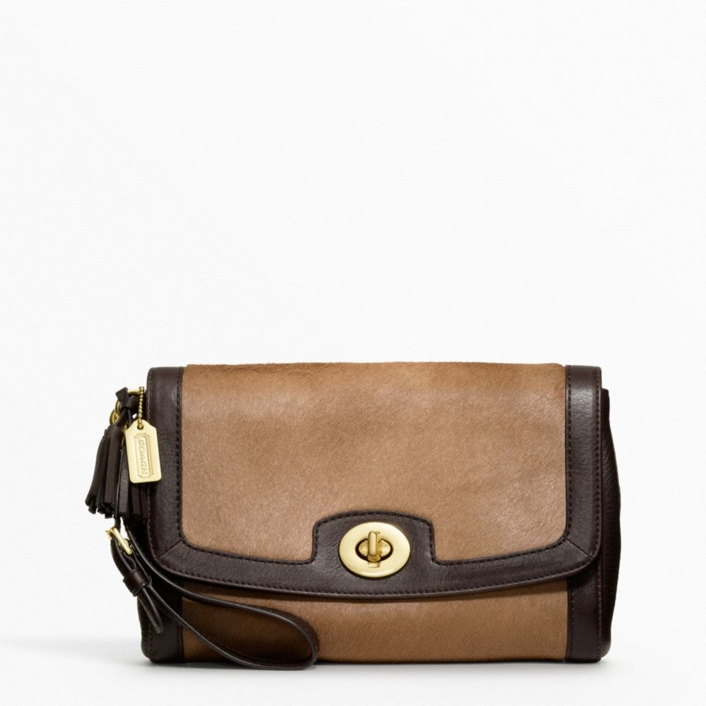 PINNACLE LARGE FLAP CLUTCH - COACH f48042 - BRASS/CAMEL