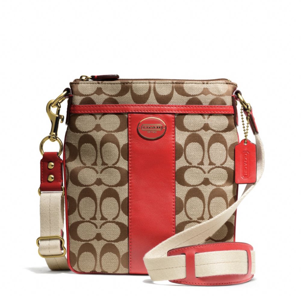 COACH SIGNATURE SWINGPACK - BRASS/KHAKI/RED - F48452