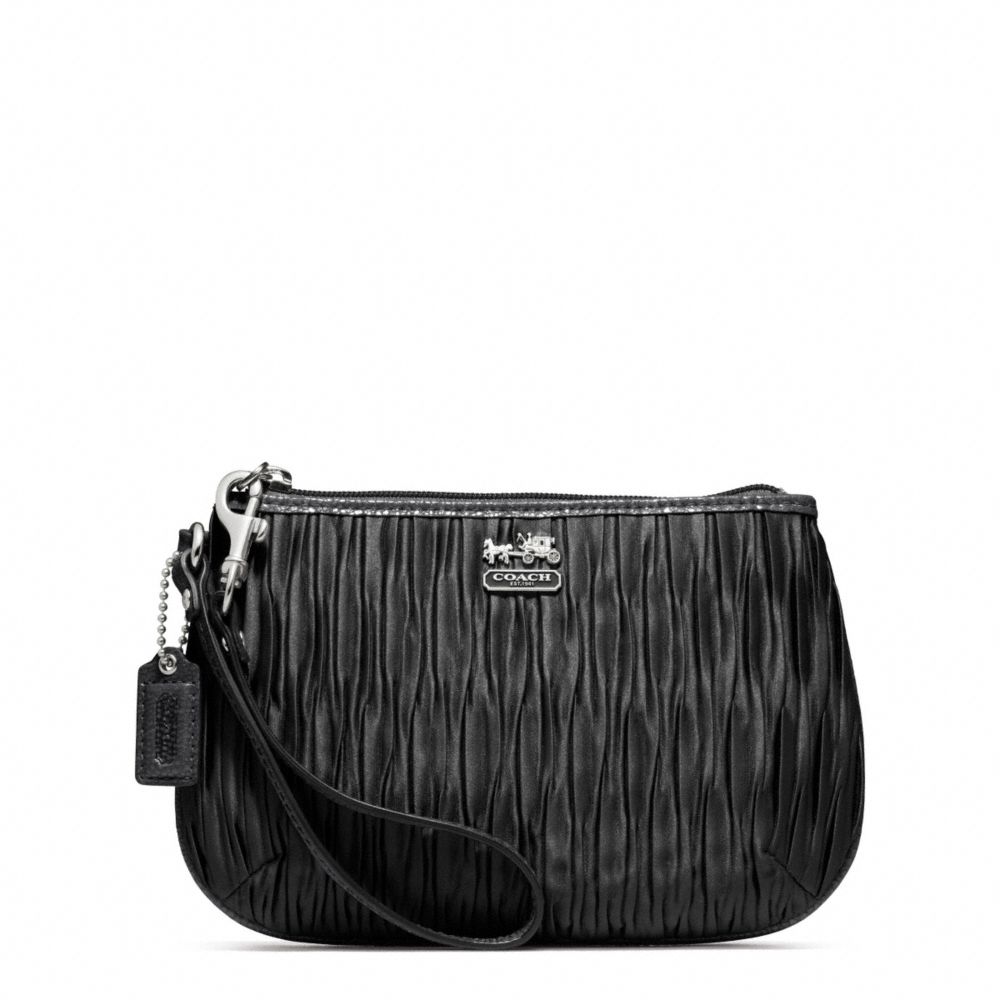 MADISON PLEATED SATIN MEDIUM WRISTLET - COACH f48544 - SILVER/BLACK