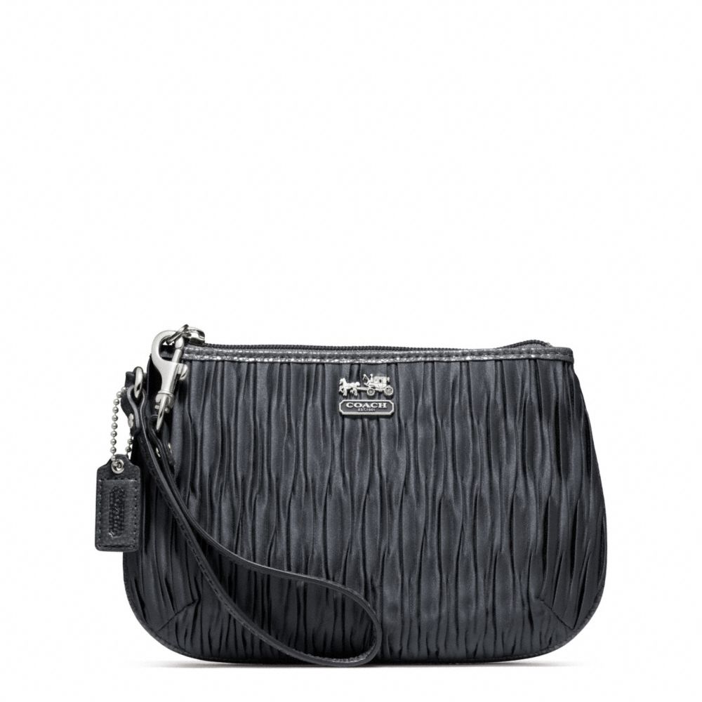 MADISON PLEATED SATIN MEDIUM WRISTLET - COACH f48544 - SILVER/GUNMETAL