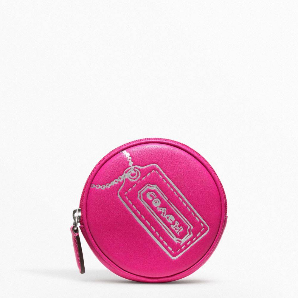 MOTIF ROUND COIN PURSE - COACH f48558 - SILVER/FUCHSIA