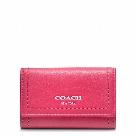 COACH LEGACY LEATHER 6 RING KEY CASE - SILVER/PINK SCARLET - f48661