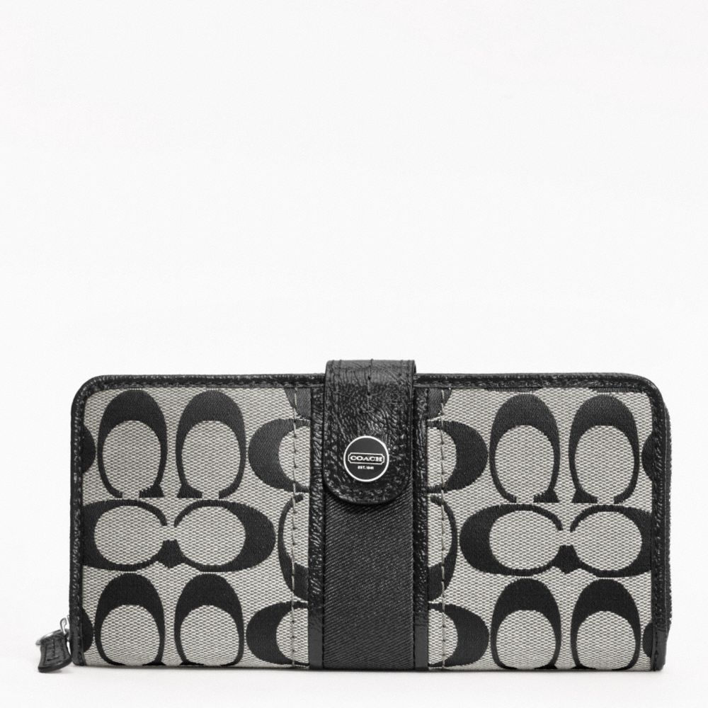 SIGNATURE STRIPE ACCORDION ZIP WITH TAB - COACH f48784 - 12856