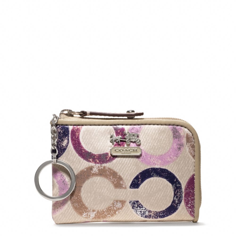 MADISON METALLIC GESSO OP ART L-ZIP MINI SKINNY - COACH f48929 - SILVER/VIOLET MULTI