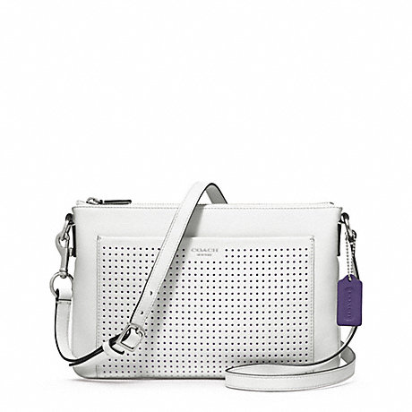 COACH PERFORATED LEATHER SWINGPACK - SILVER/CHALK/MARINE - f48979