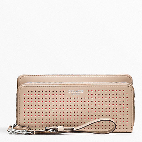 COACH PERFORATED LEATHER DOUBLE ACCORDION ZIP -  - f49000