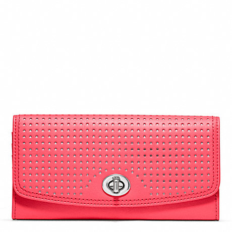 COACH PERFORATED LEATHER SLIM ENVELOPE - SILVER/WATERMELON/SNOW - f49059