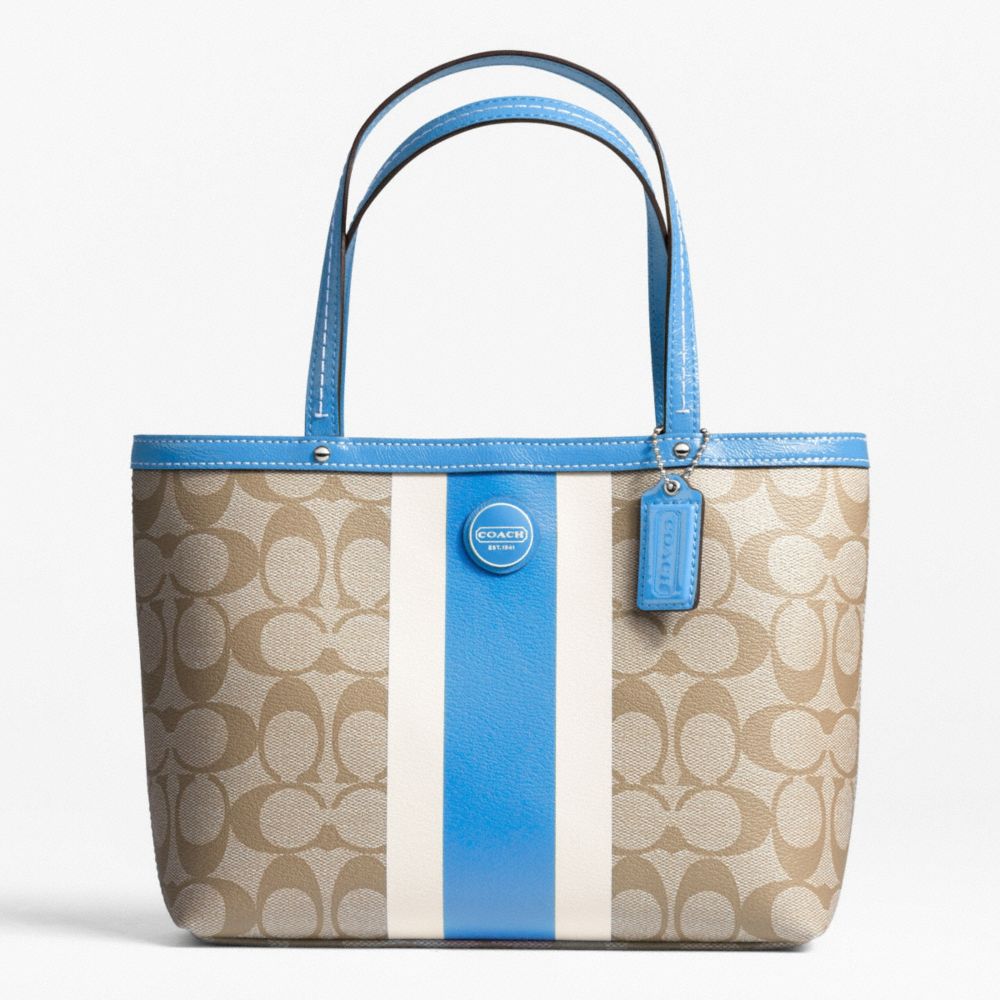 COACH SIGNATURE STRIPE TOP HANDLE TOTE - ONE COLOR - F49096