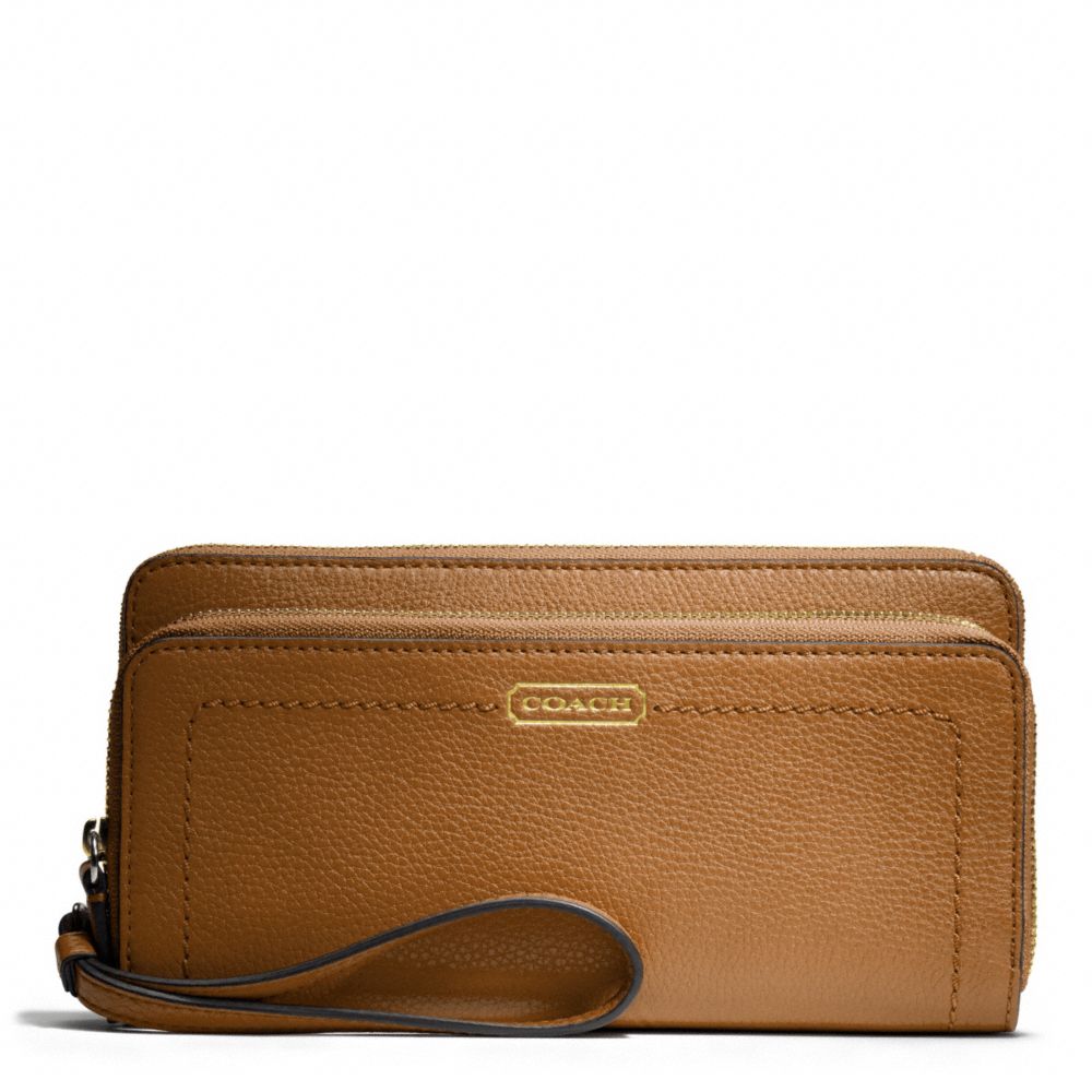 PARK LEATHER DOUBLE ACCORDION ZIP - COACH f49157 - BRASS/BRITISH TAN