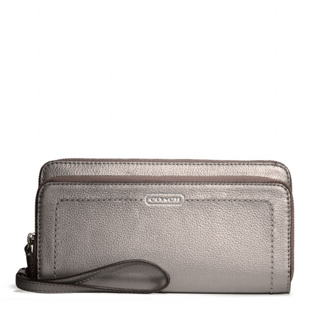 PARK LEATHER DOUBLE ACCORDION ZIP - COACH f49157 - SILVER/PEWTER