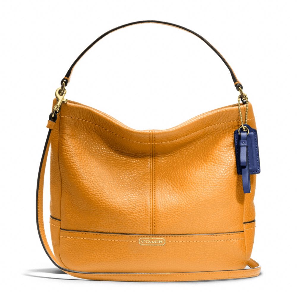 PARK LEATHER MINI DUFFLE CROSSBODY - COACH F49160 - BRASS/ORANGE SPICE