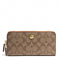 PEYTON SIGNATURE ACCORDION ZIP WALLET - COACH f49163 - BRASS/KHAKI/SADDLE
