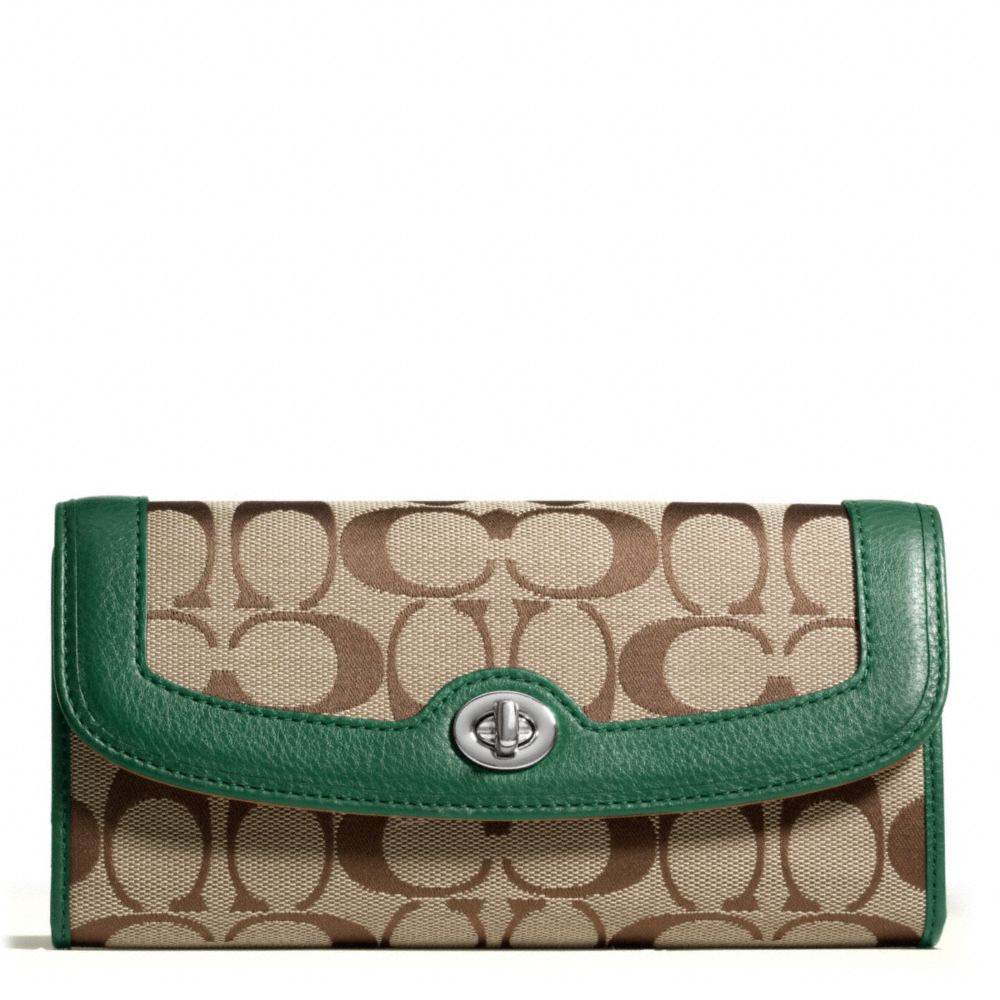 PARK SIGNATURE TURNLOCK SLIM ENVELOPE - COACH f49165 - SILVER/KHAKI/IVY