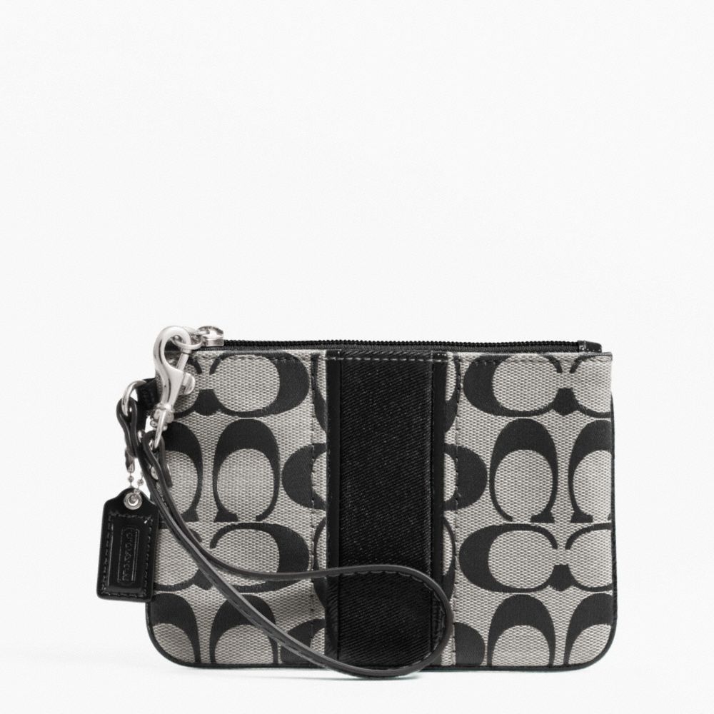 SIGNATURE STRIPE SMALL WRISTLET - COACH f49174 - SILVER/BLACK/WHITE/BLACK