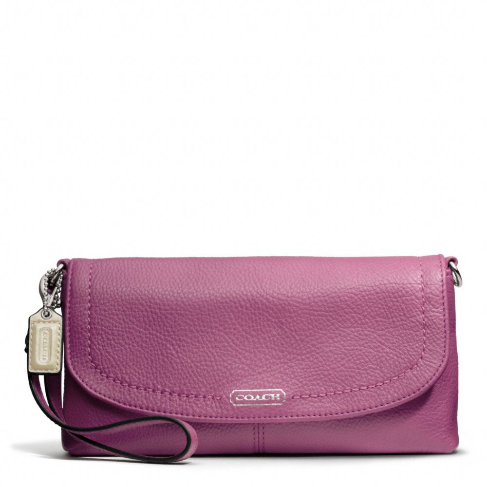 PARK LEATHER LARGE FLAP WRISTLET - COACH f49177 - SILVER/ROSE