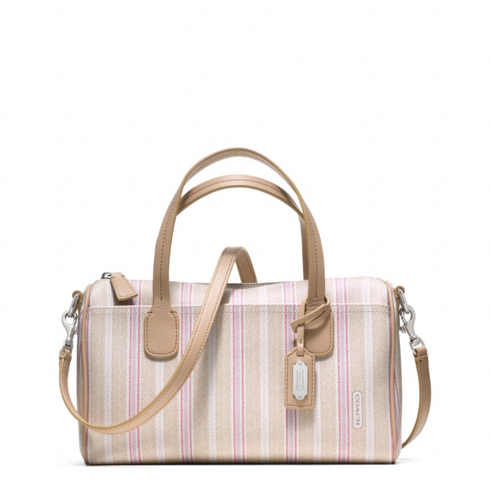 COACH WEEKEND TICKING STRIPE MINI SATCHEL - SILVER/KHAKI PINK - F49254