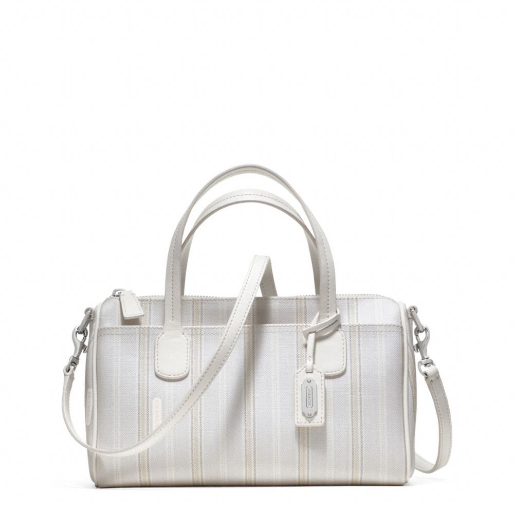 COACH WEEKEND TICKING STRIPE MINI SATCHEL - SILVER/WHITE - F49254