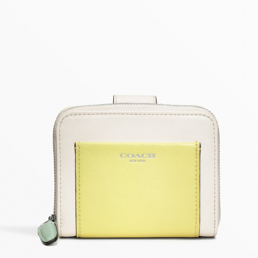 COLORBLOCK LEATHER MEDIUM ZIP AROUND - COACH f49330 - SILVER/PARCHMENT/CITRINE