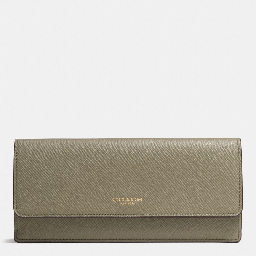 SOFT WALLET IN SAFFIANO LEATHER - COACH f49350 -  LIGHT GOLD/OLIVE GREY