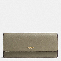 COACH SOFT WALLET IN SAFFIANO LEATHER - LIGHT GOLD/OLIVE GREY - F49350