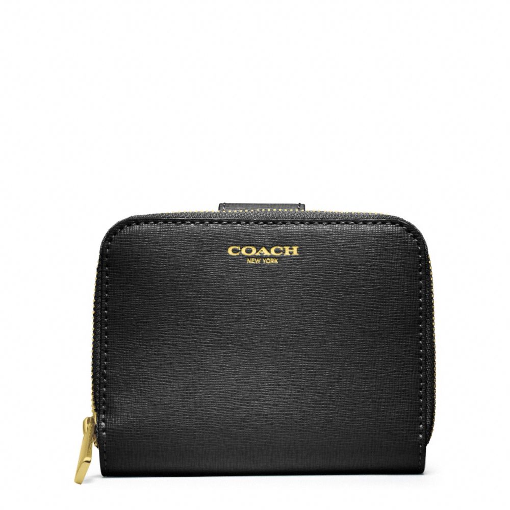 SAFFIANO LEATHER MEDIUM ZIP AROUND - COACH f49352 - BRASS/BLACK