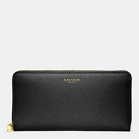 COACH ACCORDION ZIP WALLET IN SAFFIANO LEATHER -  BRASS/BLACK - f49355
