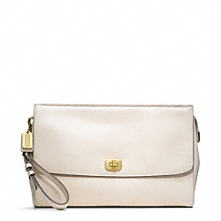 COACH PINNACLE LEATHER ZIP CLUTCH WITH FLAP - ONE COLOR - F49375