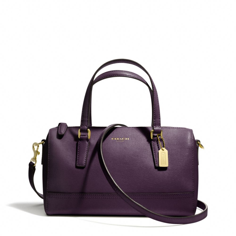 COACH SAFFIANO LEATHER MINI SATCHEL - BRASS/BLACK VIOLET - F49392