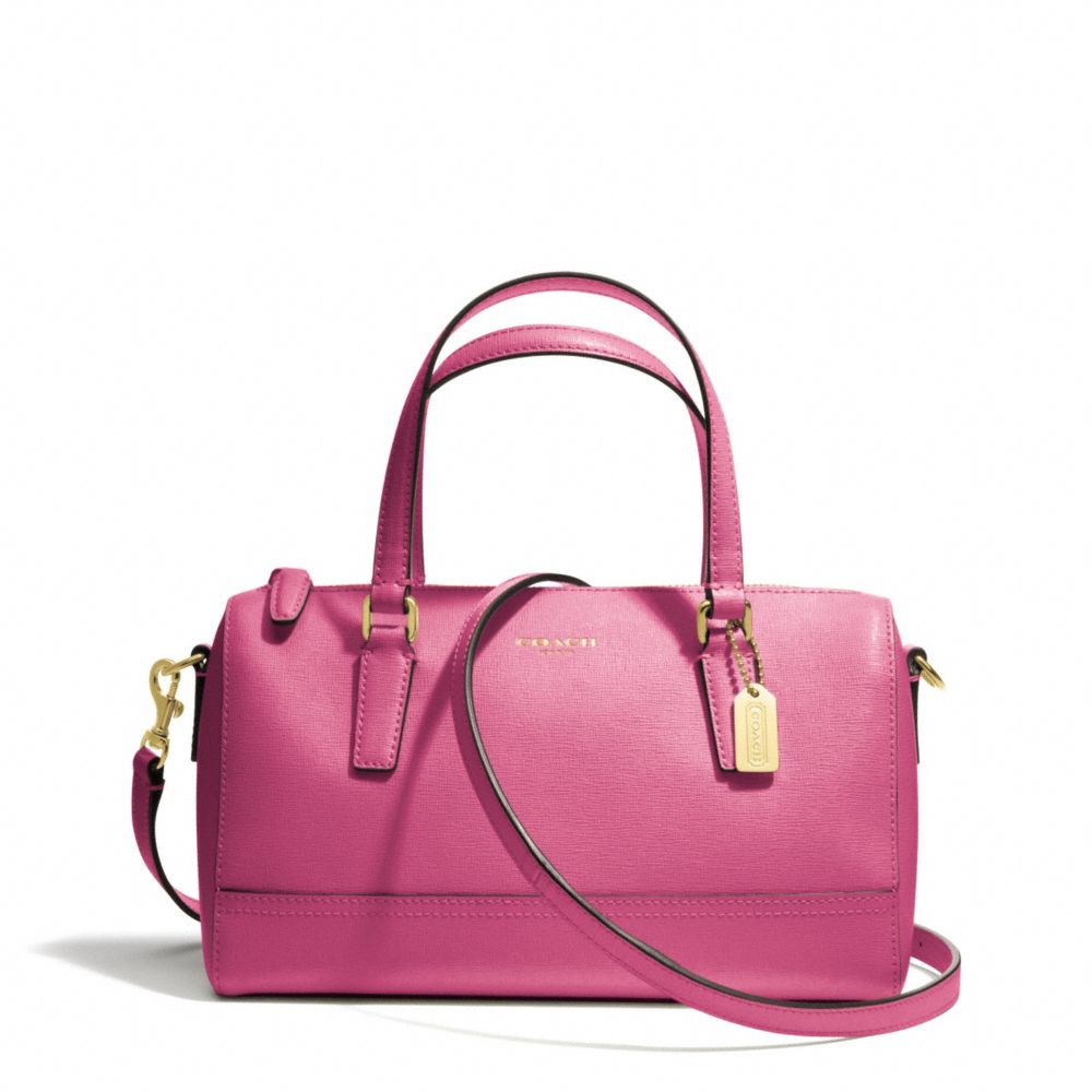 SAFFIANO LEATHER MINI SATCHEL - COACH F49392 - BRASS/PINK