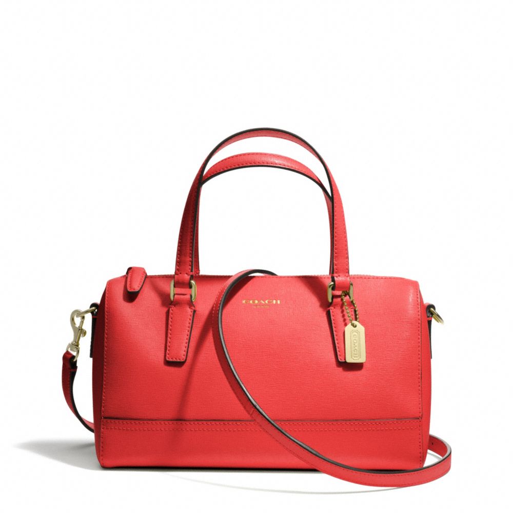 COACH SAFFIANO LEATHER MINI SATCHEL - LIGHT GOLD/LOVE RED - F49392