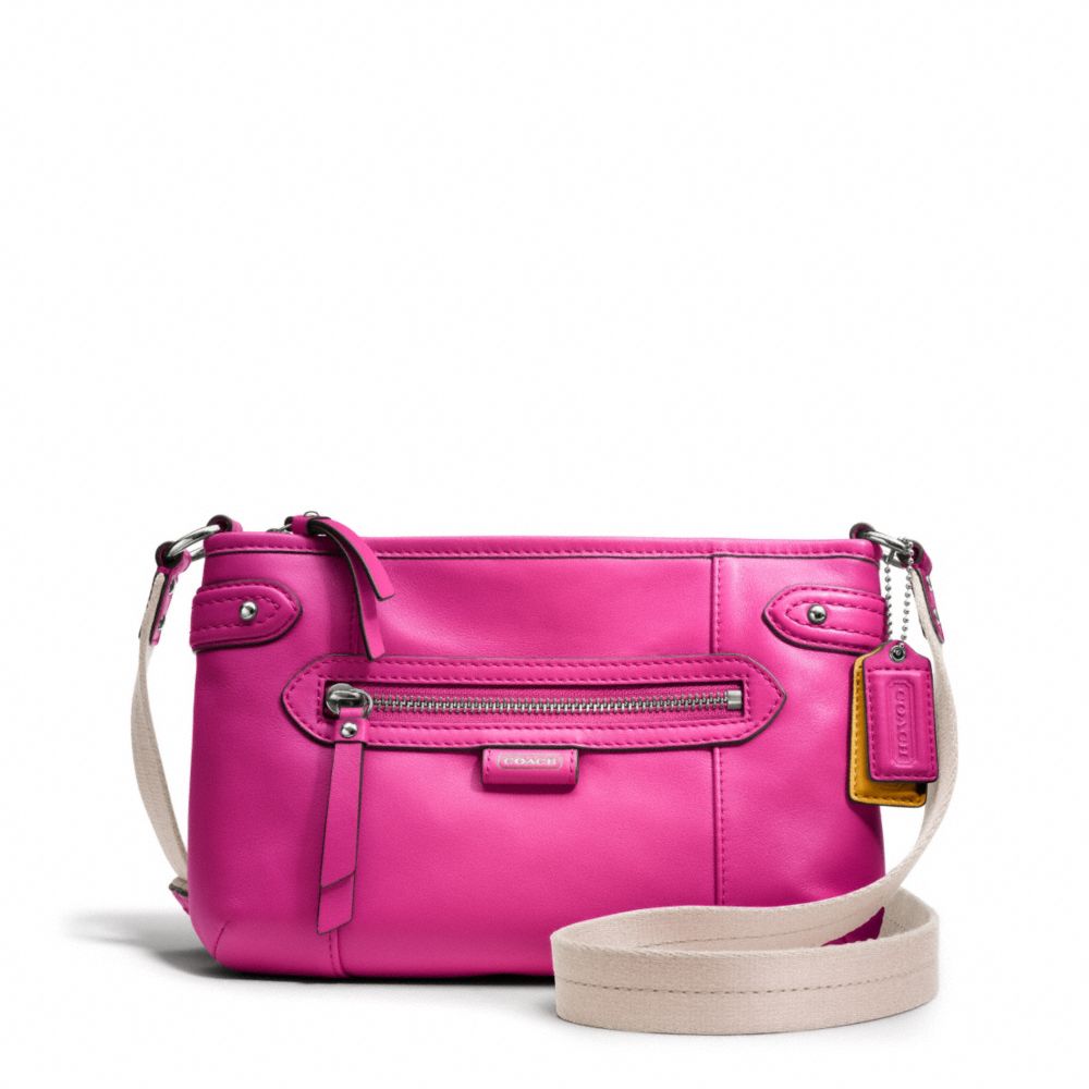 DAISY LEATHER SWINGPACK - COACH f49425 - SILVER/BRIGHT MAGENTA