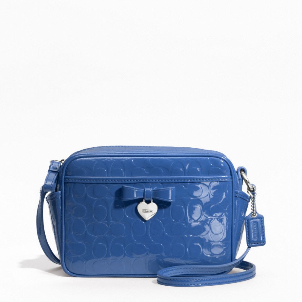 COACH EMBOSSED LIQUID GLOSS MINI CAMERA BAG - SILVER/MOONLIGHT BLUE - F49430