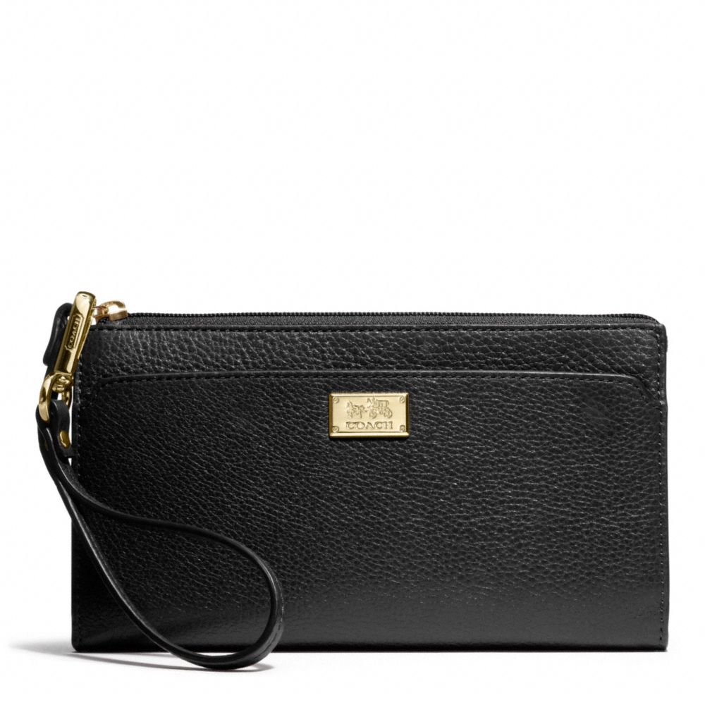 MADISON LEATHER ZIPPY WALLET - COACH f49606 - LIGHT GOLD/BLACK