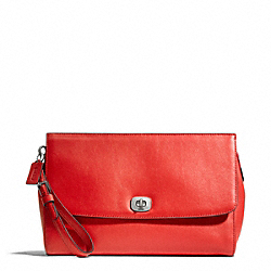 COACH LEATHER FLAP CLUTCH - ONE COLOR - F49693