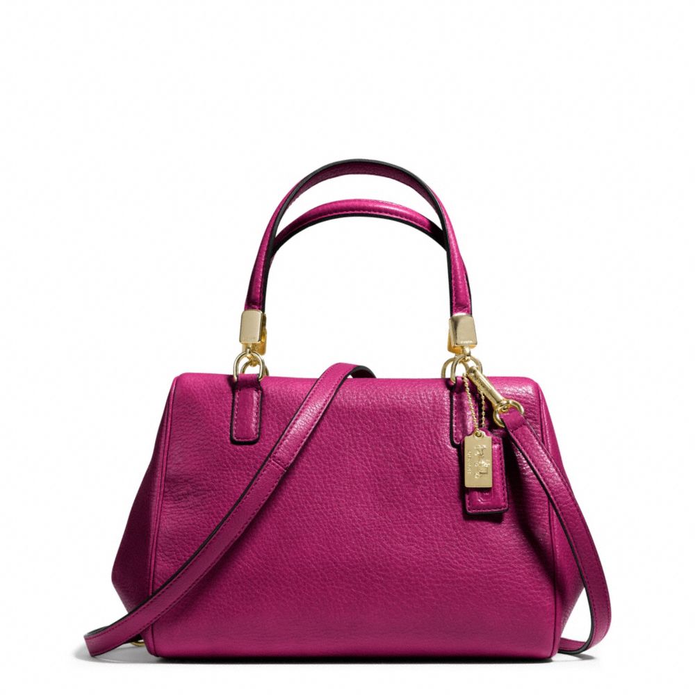 MADISON LEATHER MINI SATCHEL - COACH F49720 - LIGHT GOLD/CRANBERRY