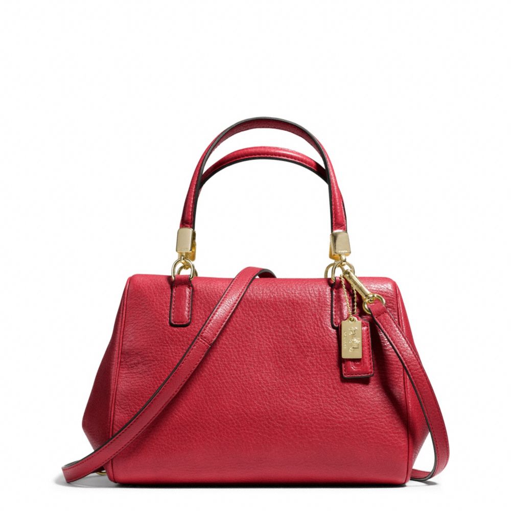 COACH MADISON LEATHER MINI SATCHEL - LIGHT GOLD/SCARLET - F49720