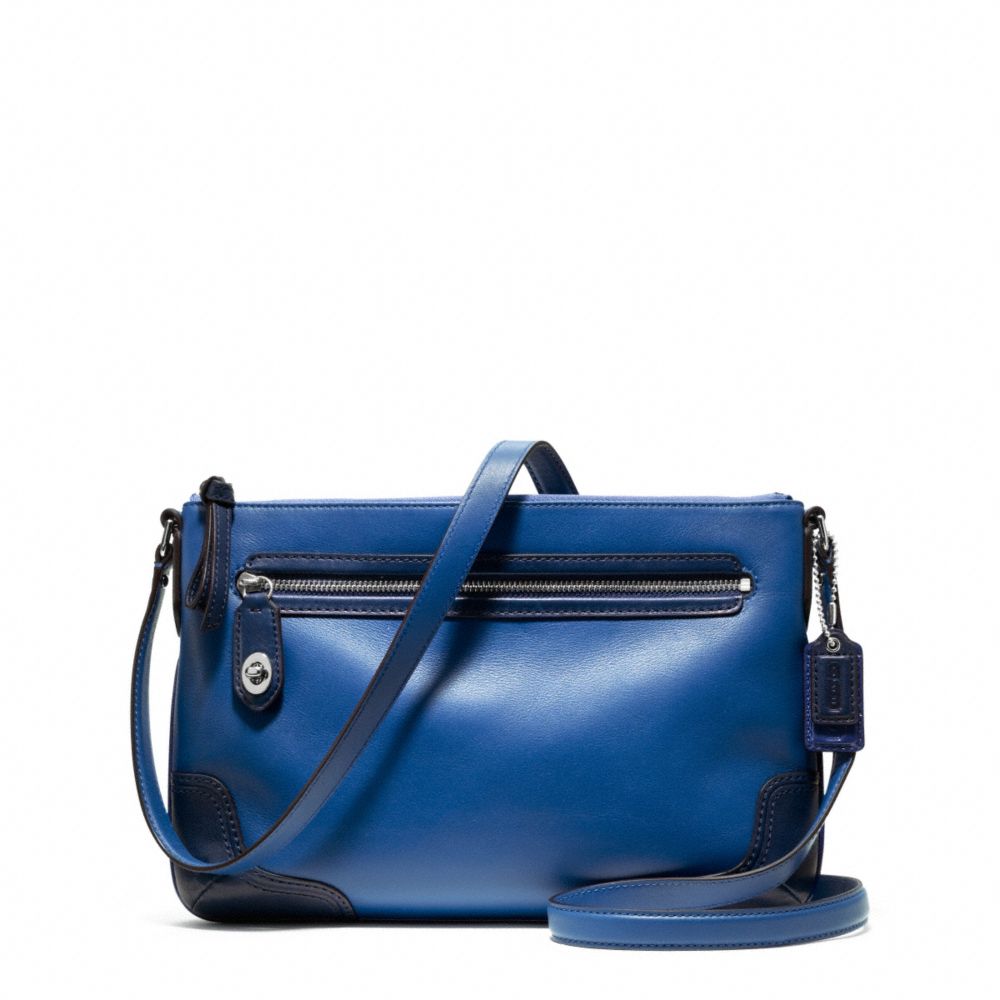POPPY COLORBLOCK LEATHER EAST/WEST SWINGPACK - COACH f49751 - SILVER/VICTORIAN BLUE