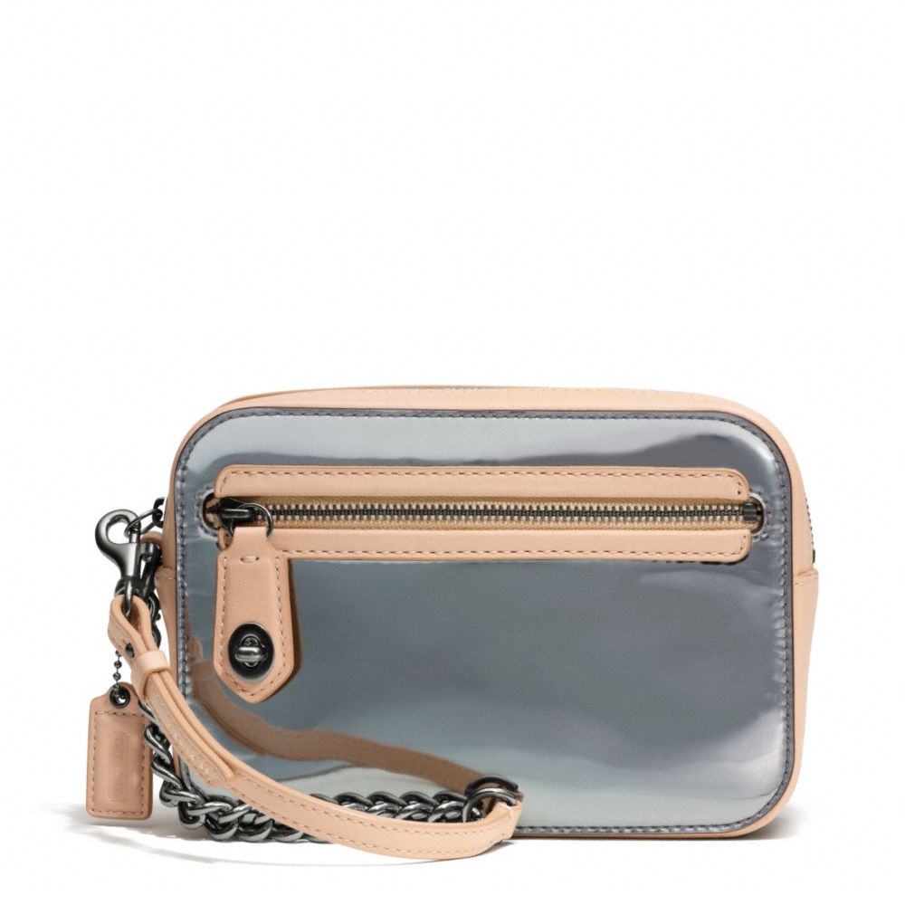 POPPY MIRROR METALLIC LEATHER FLIGHT WRISTLET - COACH f49754 - PEWTER/PEWTER