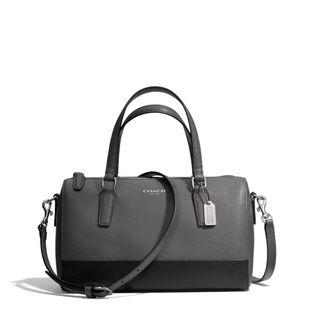 SAFFIANO COLORBLOCK LEATHER MINI SATCHEL - COACH F49786 - SILVER/CHARCOAL/BLACK