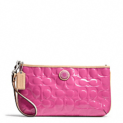 COACH SIGNATURE STRIPE EMBOSSED PATENT LARGE WRISTLET - ONE COLOR - F49827