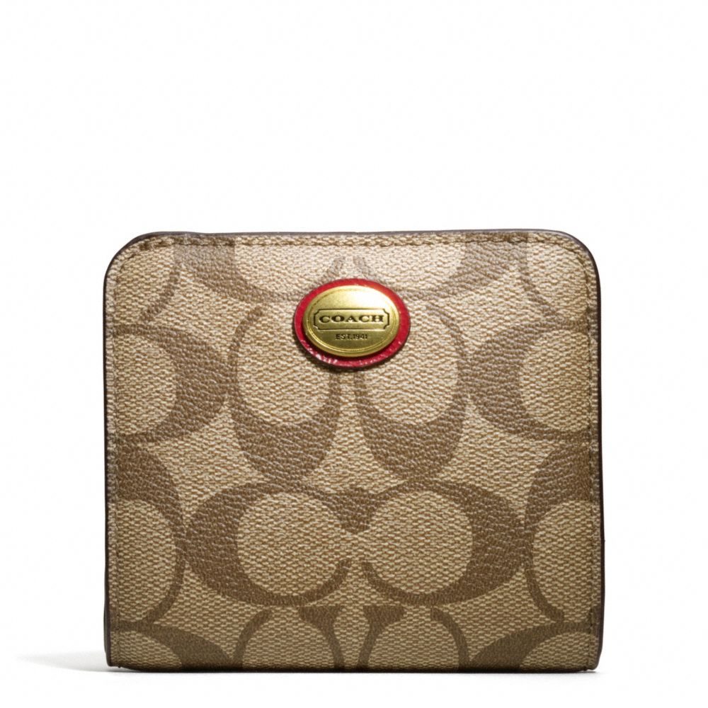 PEYTON SIGNATURE SMALL WALLET - COACH f49859 - BRASS/KHAKI/RED