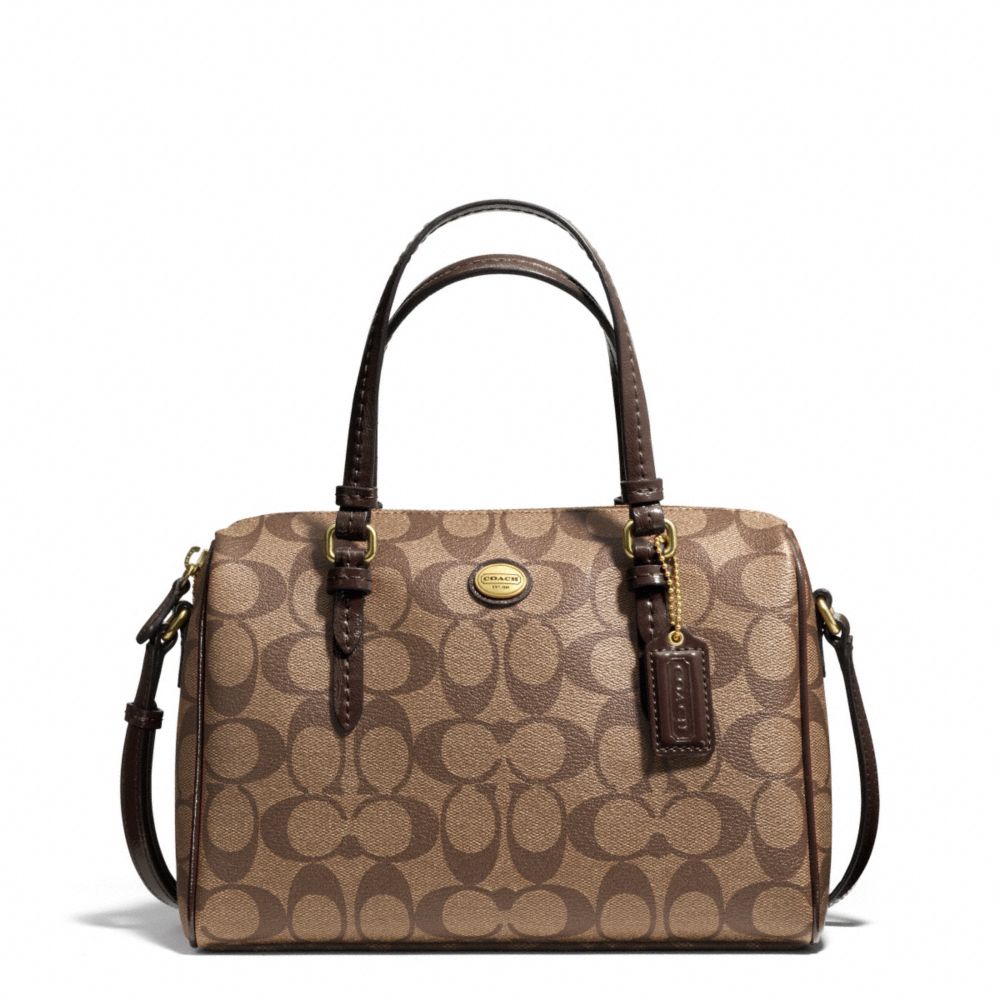 COACH PEYTON SIGNATURE BENNETT MINI SATCHEL - BRASS/KHAKI/MAHOGANY - F49862