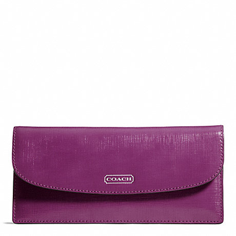 COACH DARCY PATENT LEATHER SOFT WALLET - SILVER/AMETHYST - f49876