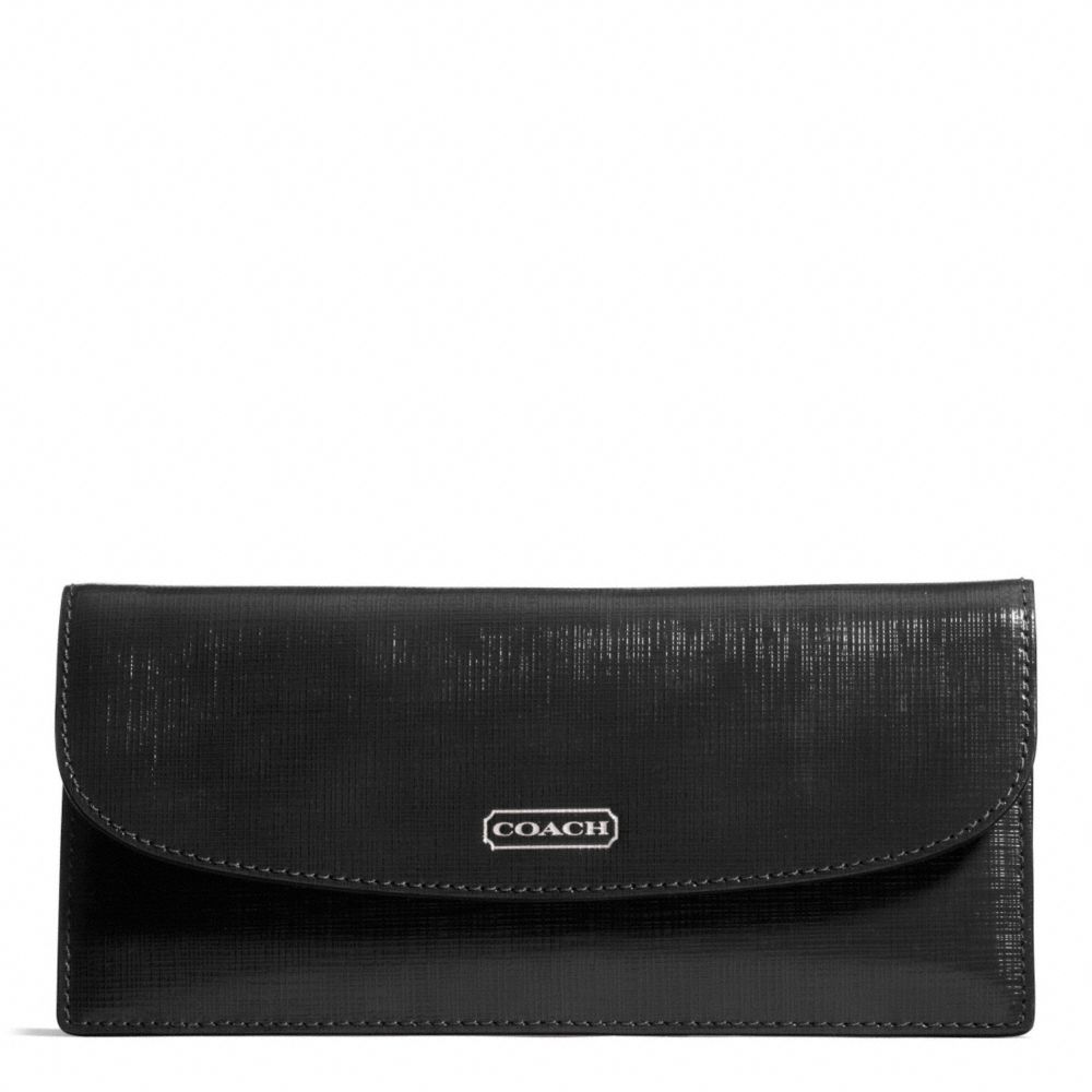 Darcy Patent Leather Soft Wallet Coach F49876 SILVER/BLACK - WWW.HANDHANDBAG.COM