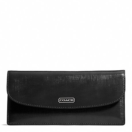 COACH DARCY PATENT LEATHER SOFT WALLET - SILVER/BLACK - f49876